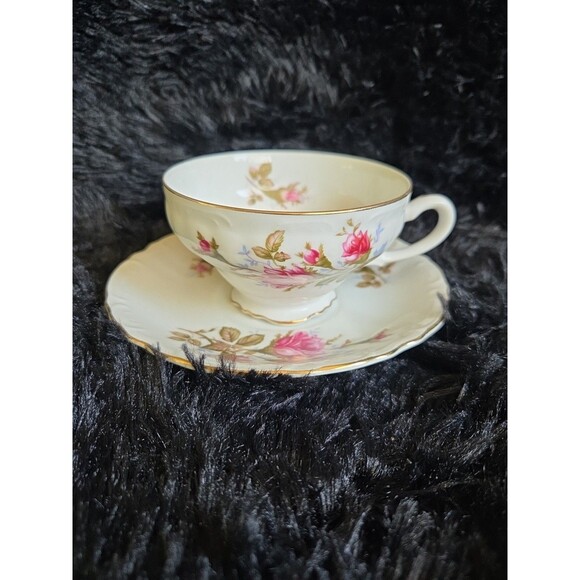 Allegro Fine China Other - Fine China Royal Rose Tea Cup & Saucer Gold Trim Vintage Replacement